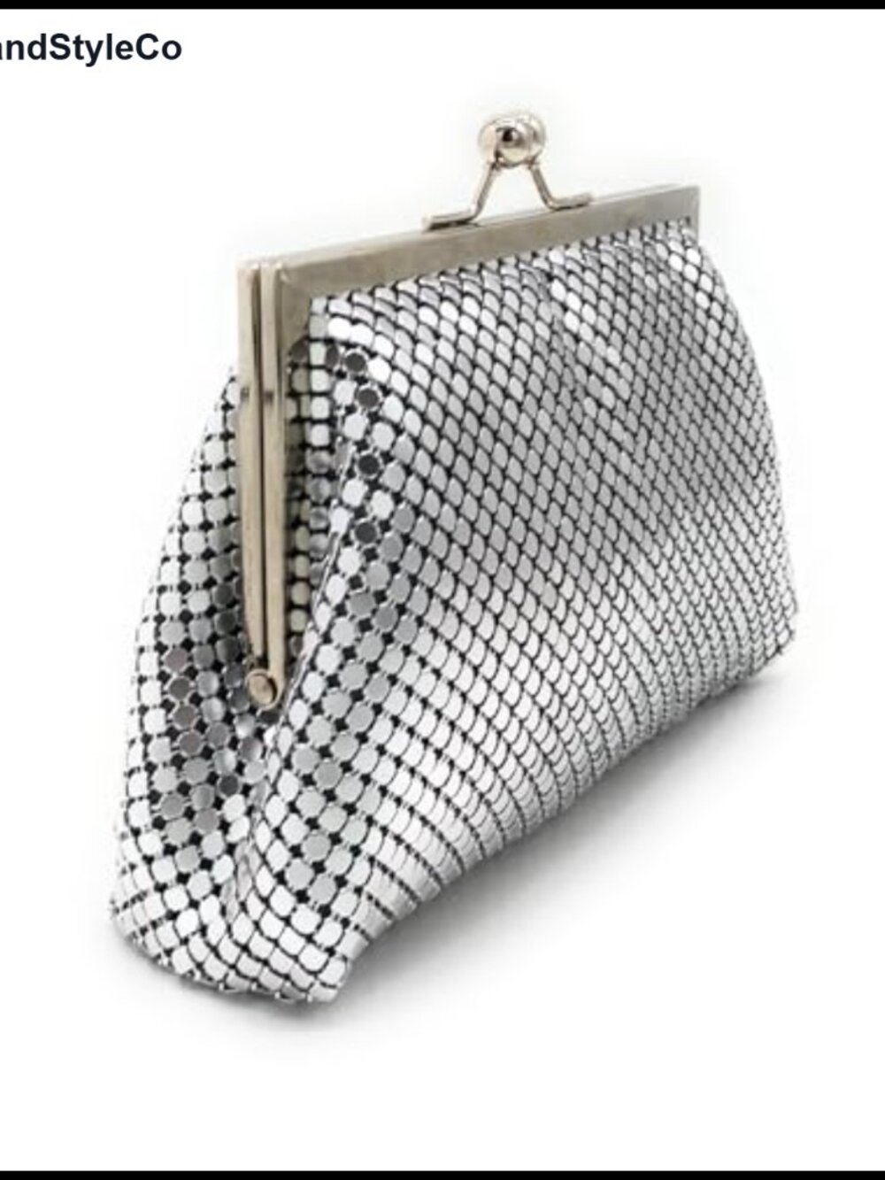 Metal Mesh Evening Clutch Kiss Lock Chain Strap Retro Vintage Mini Bag